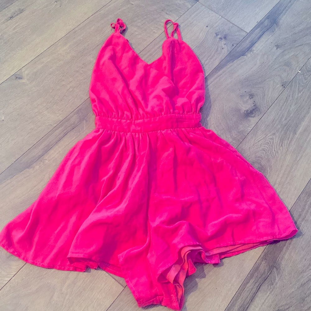 Hot Pink Cross Back Romper